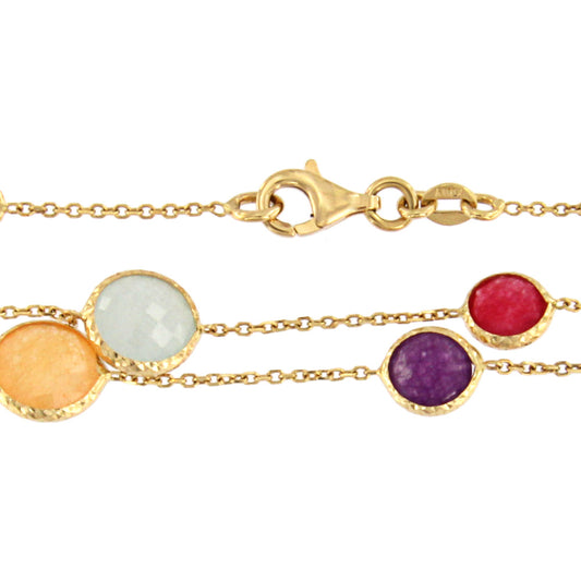 18ct gold Double necklace with multicolored stones