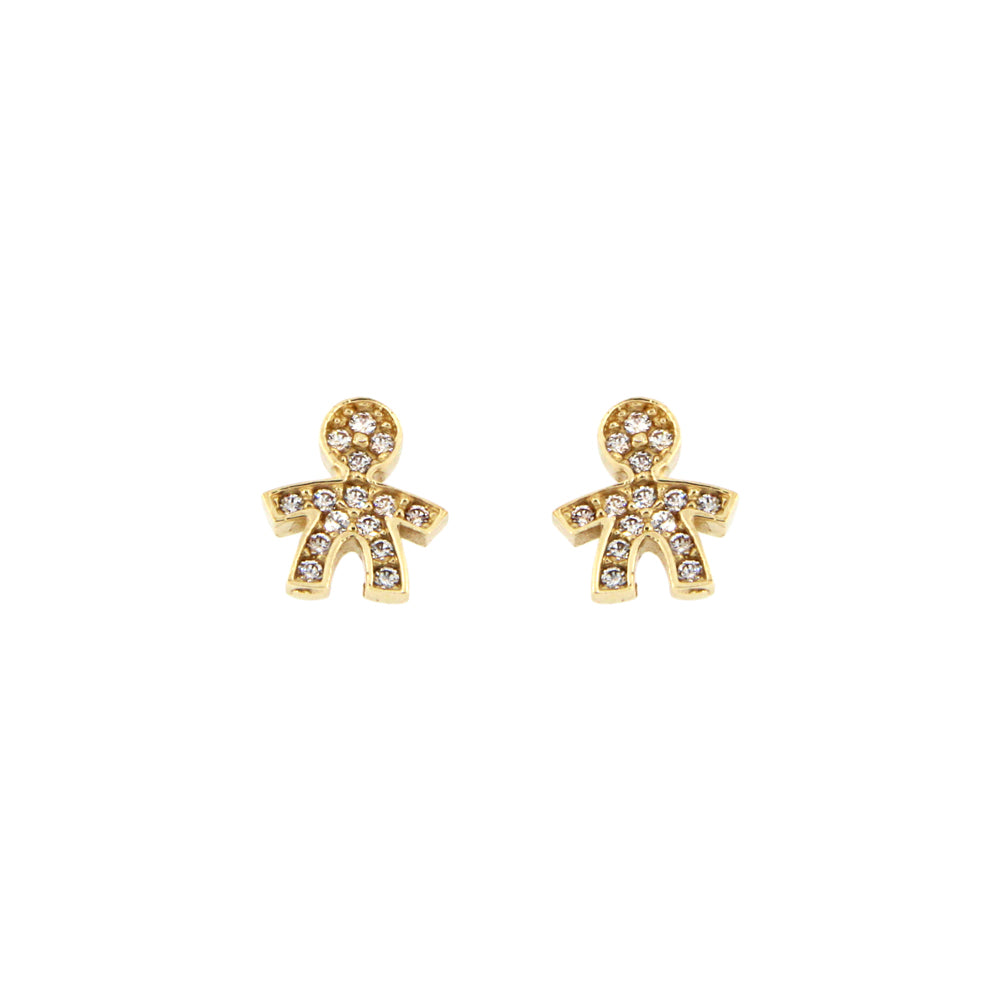 18ct gold White stone doll earrings