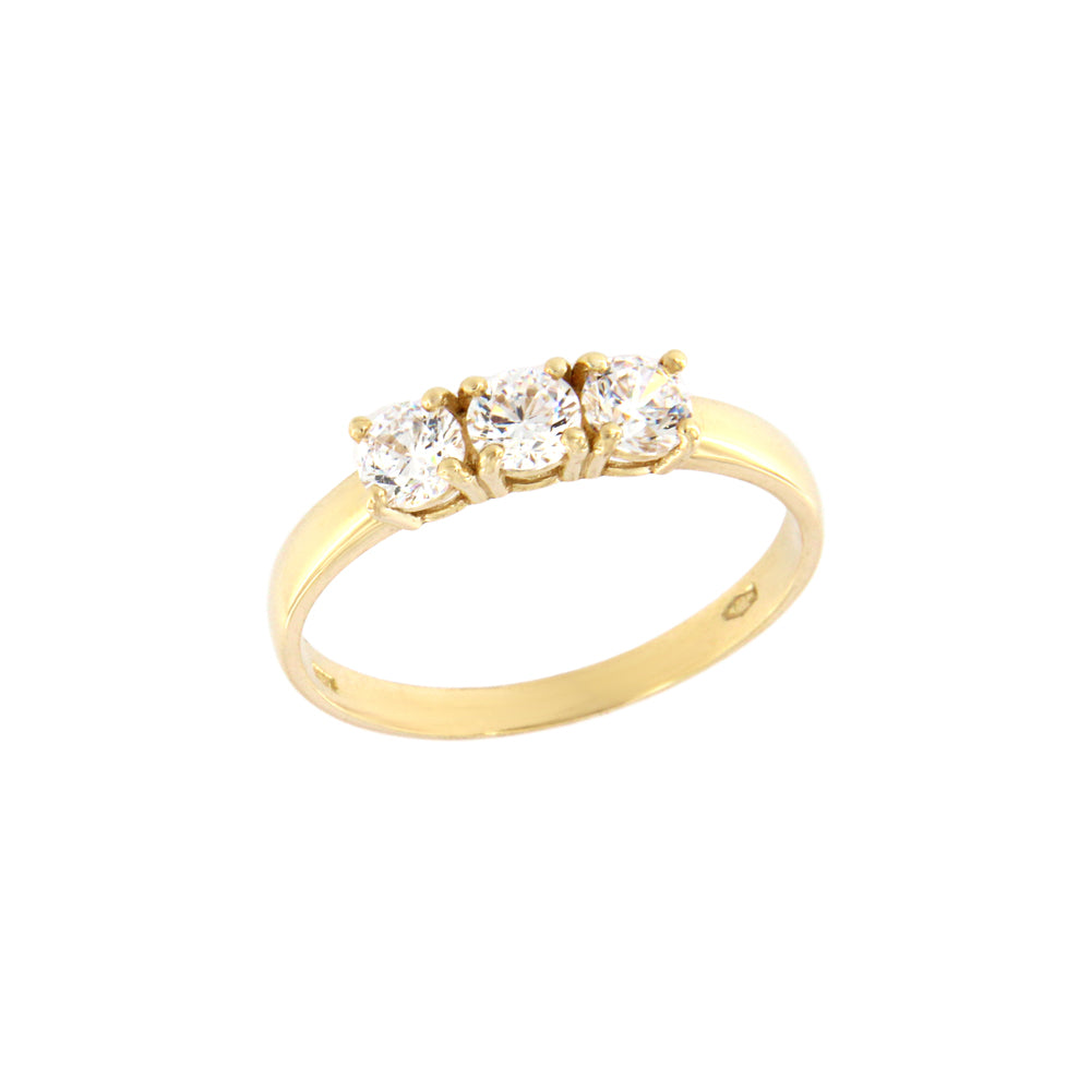 18ct gold Triple white stone ring