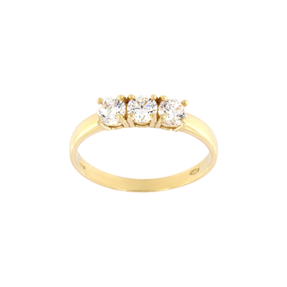18ct gold Triple white stone ring