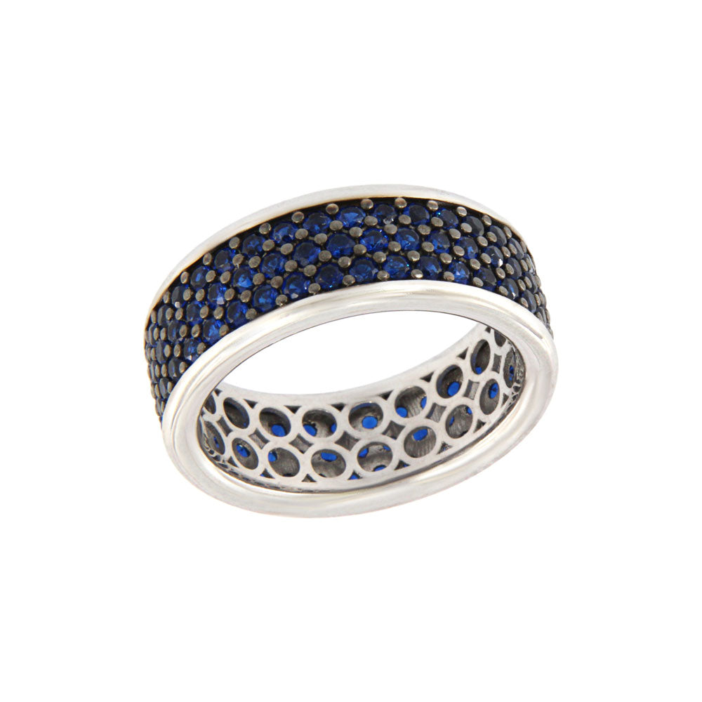 18ct gold White ring with blue stones