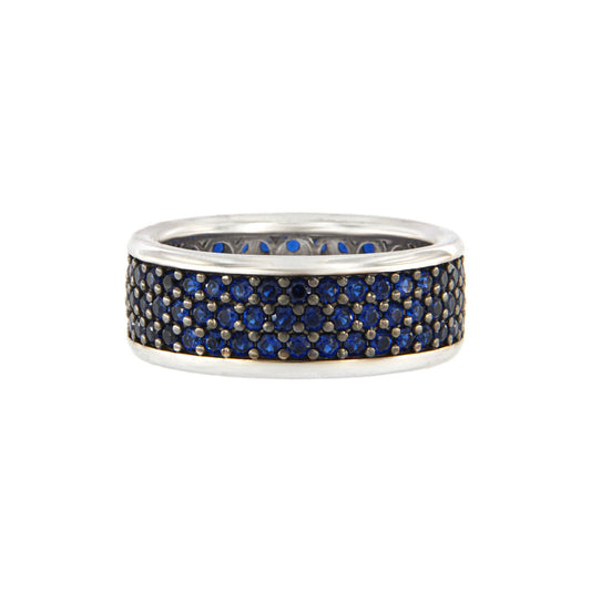 18ct gold White ring with blue stones