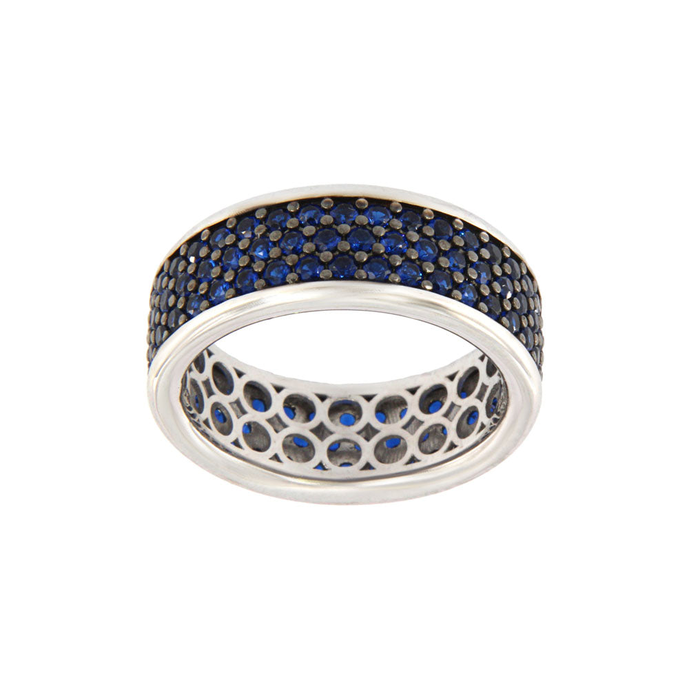 18ct gold White ring with blue stones