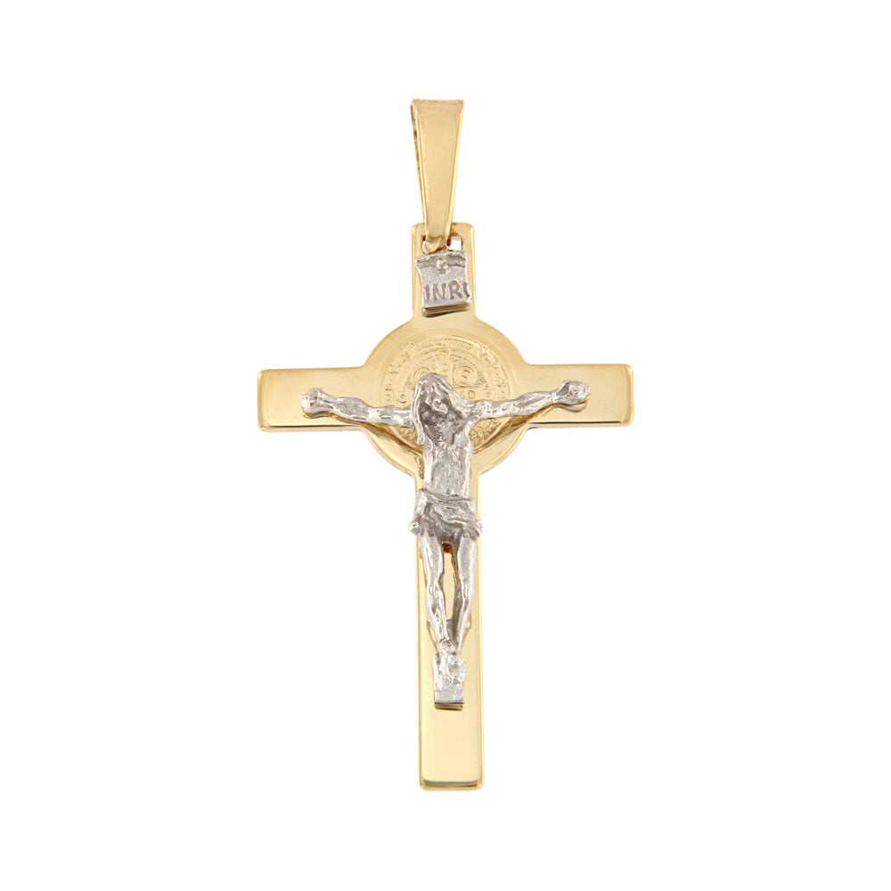 18ct gold Two-tone crucifix pendant