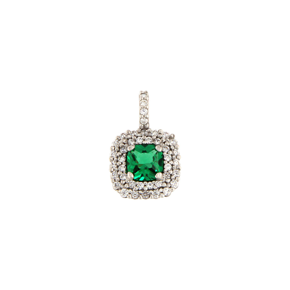 18ct gold Square green stone pendant
