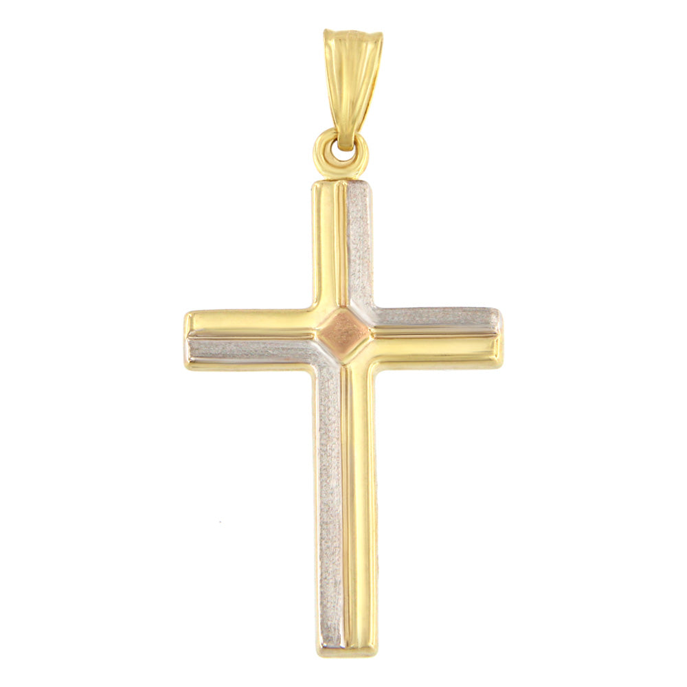 18ct gold Two-tone rhombus cross pendant