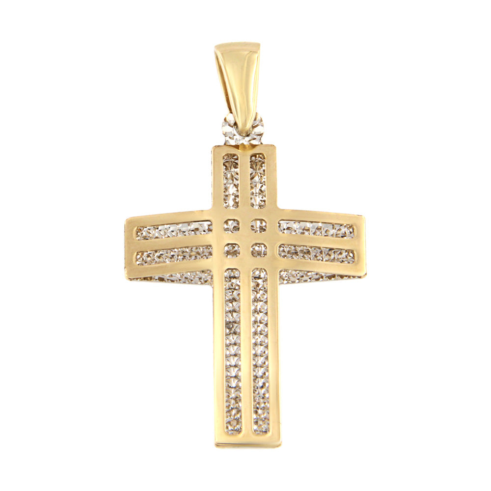 18ct gold Double bicolor cross pendant