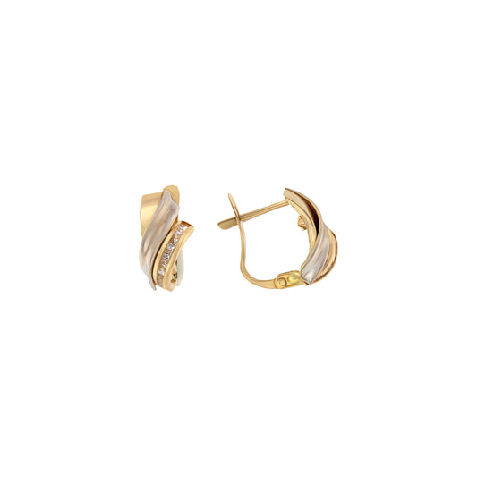 18ct gold Two-tone stone earrings