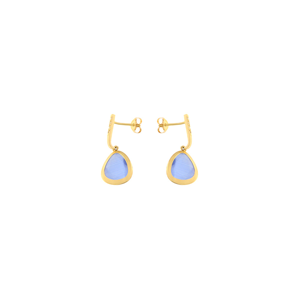 18ct gold Long blue earrings