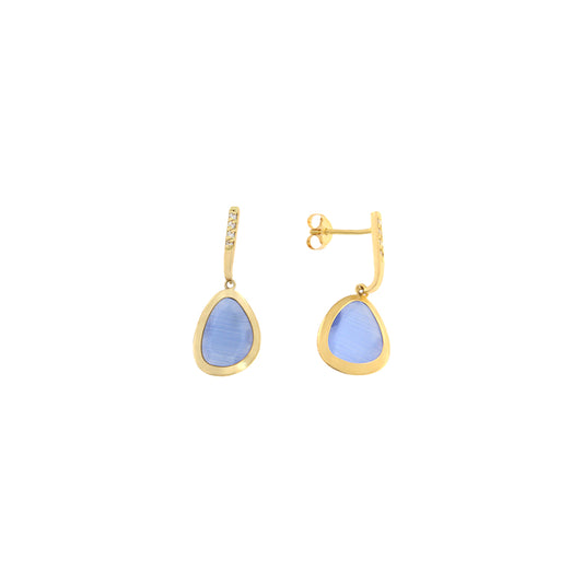 18ct gold Long blue earrings