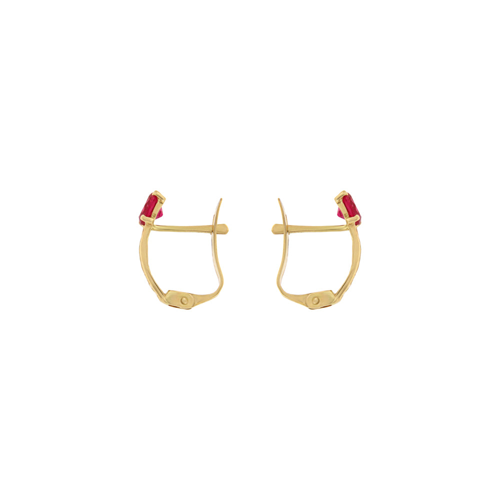 18ct gold Red stone earrings