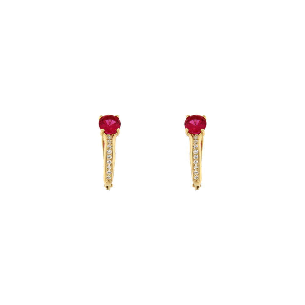 18ct gold Red stone earrings