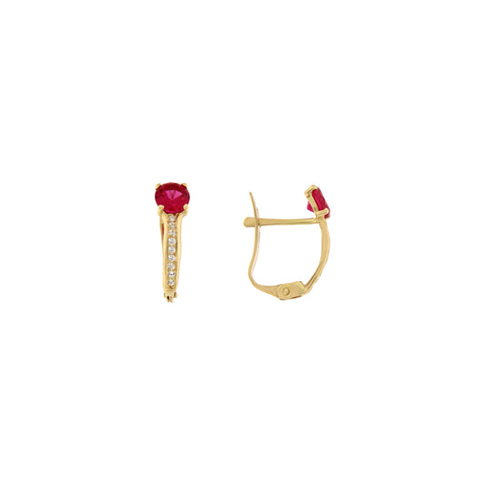 18ct gold Red stone earrings