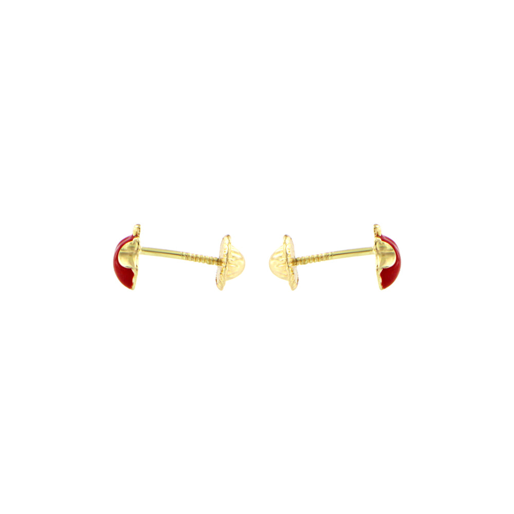 18ct gold Apple earrings
