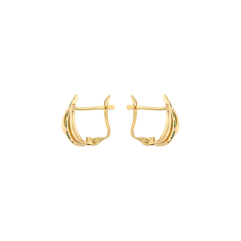 18ct gold White and green stone earrings