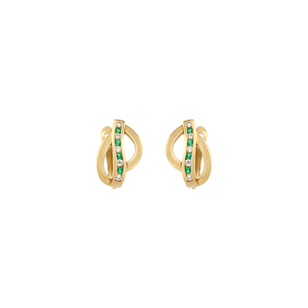 18ct gold White and green stone earrings