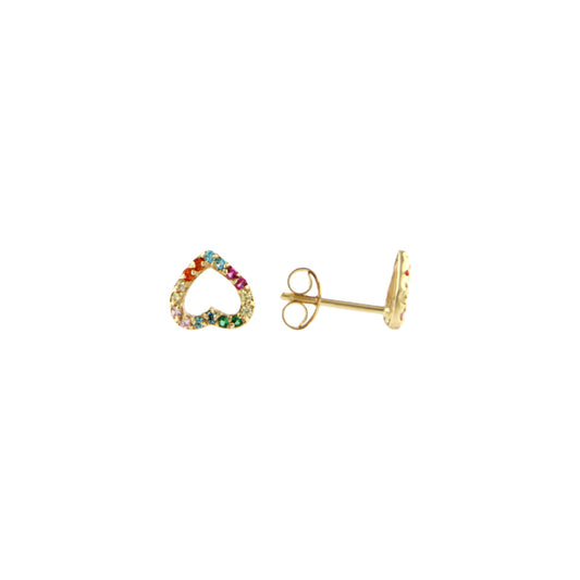 18ct gold Multicolor heart earrings