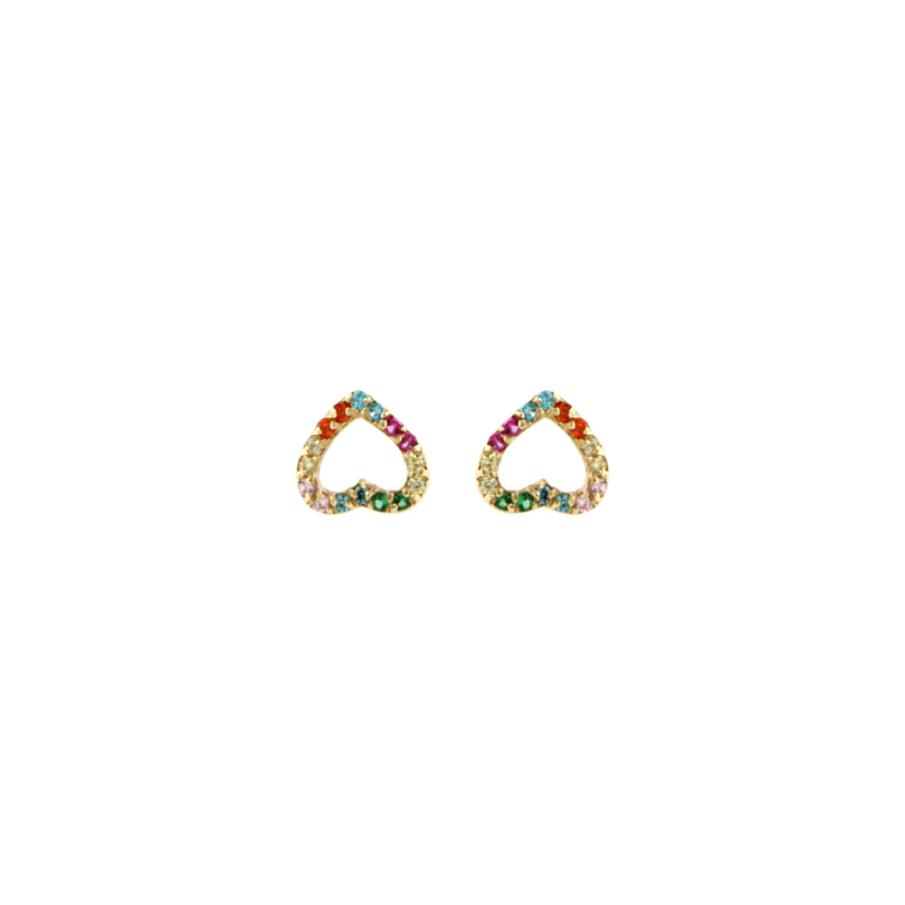 18ct gold Multicolor heart earrings