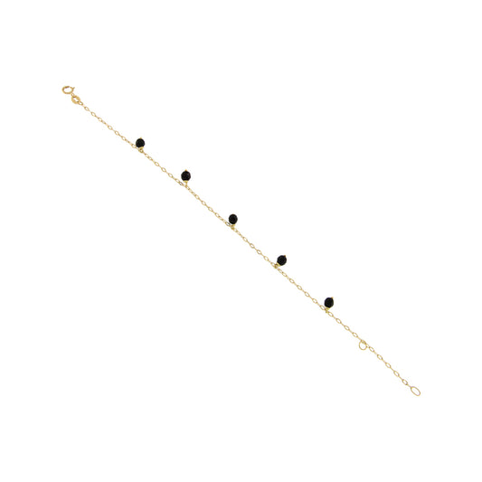 18ct gold Black bead bracelet