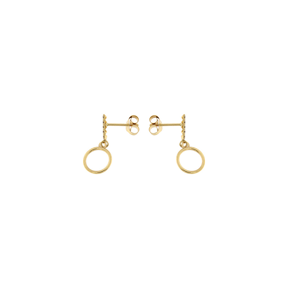 18ct gold Long circle earrings