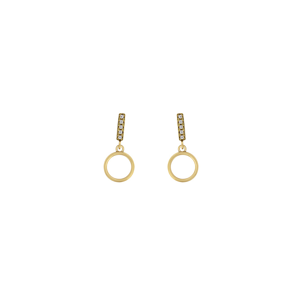 18ct gold Long circle earrings