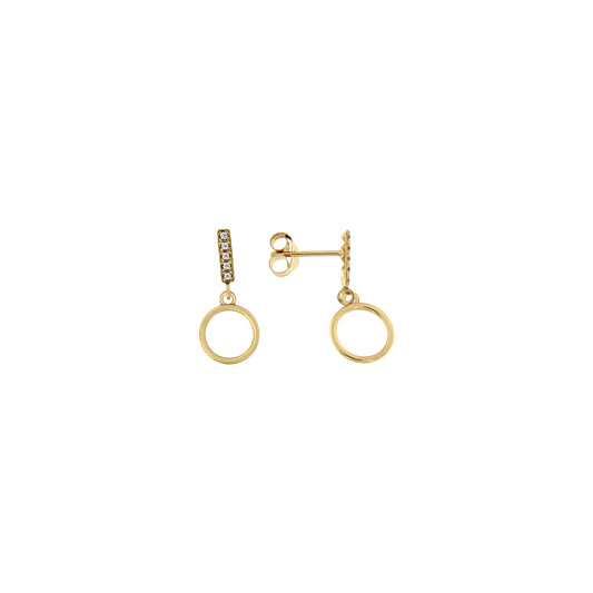 18ct gold Long circle earrings