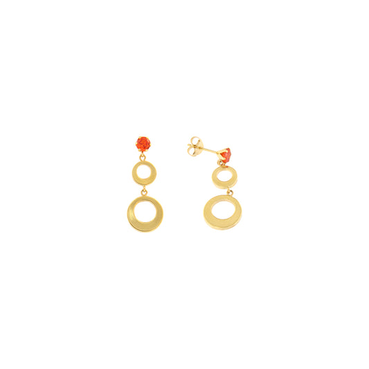 18ct gold Orange stone circle earrings