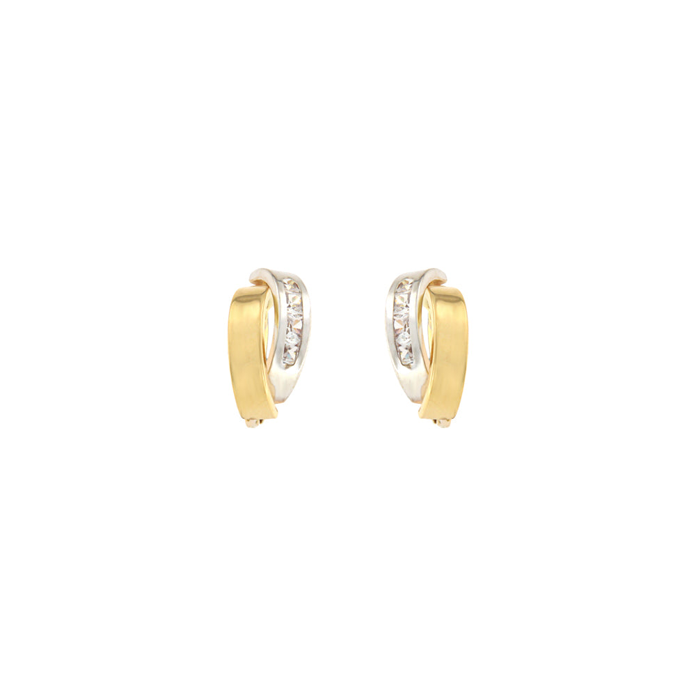 18ct gold Two-tone stone hoops