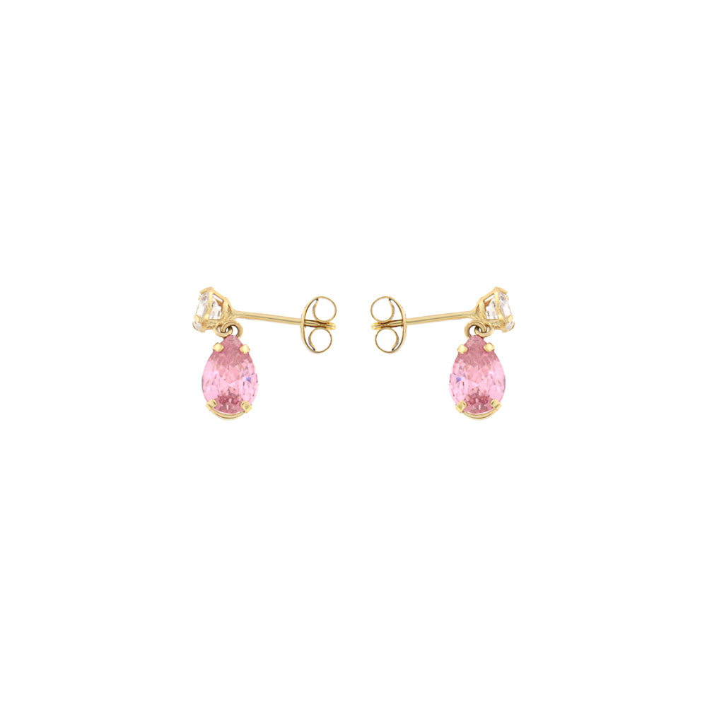 18ct gold Long pink drop earrings