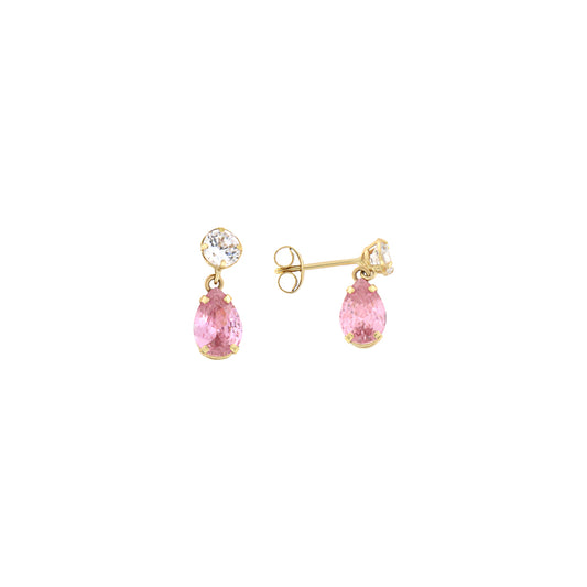 18ct gold Long pink drop earrings