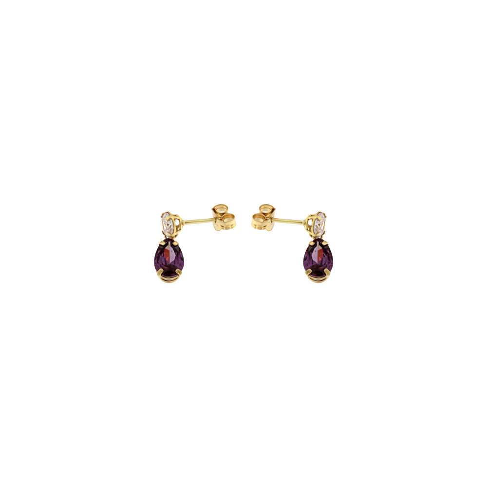 18ct gold Long purple drop earrings