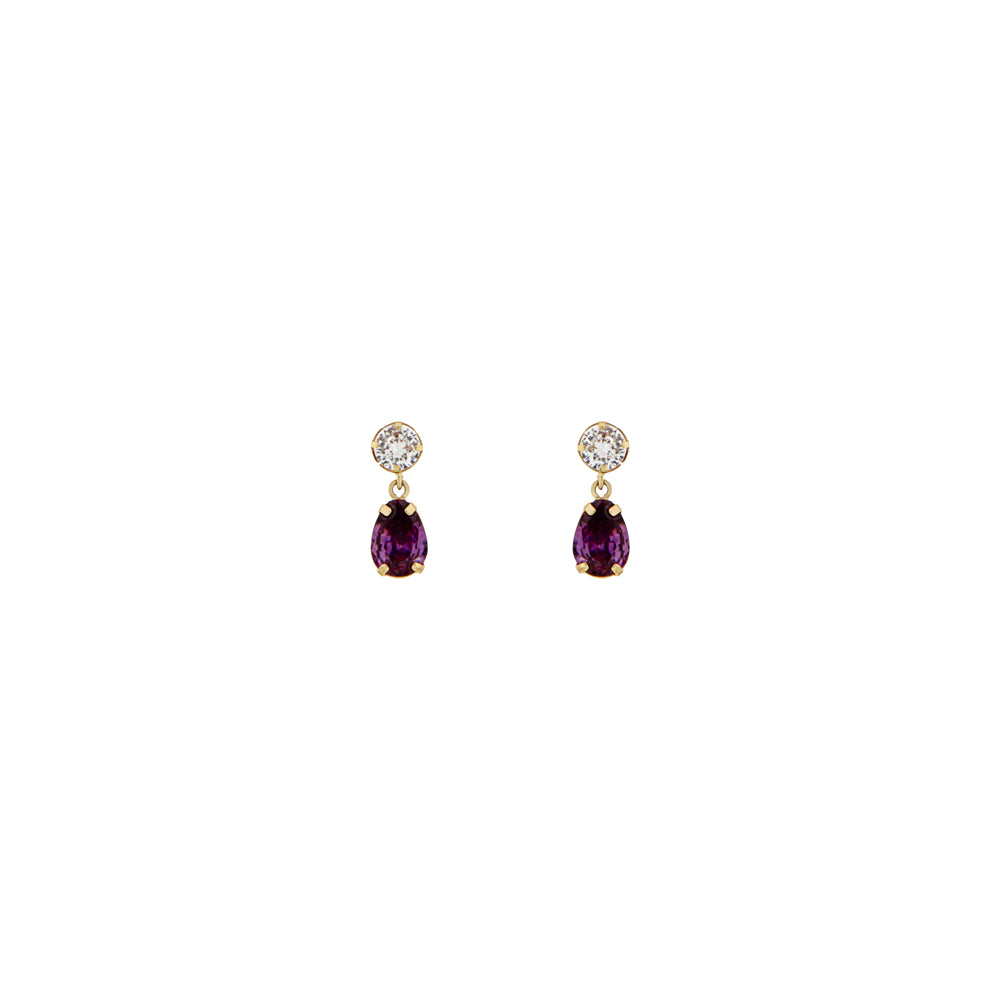 18ct gold Long purple drop earrings