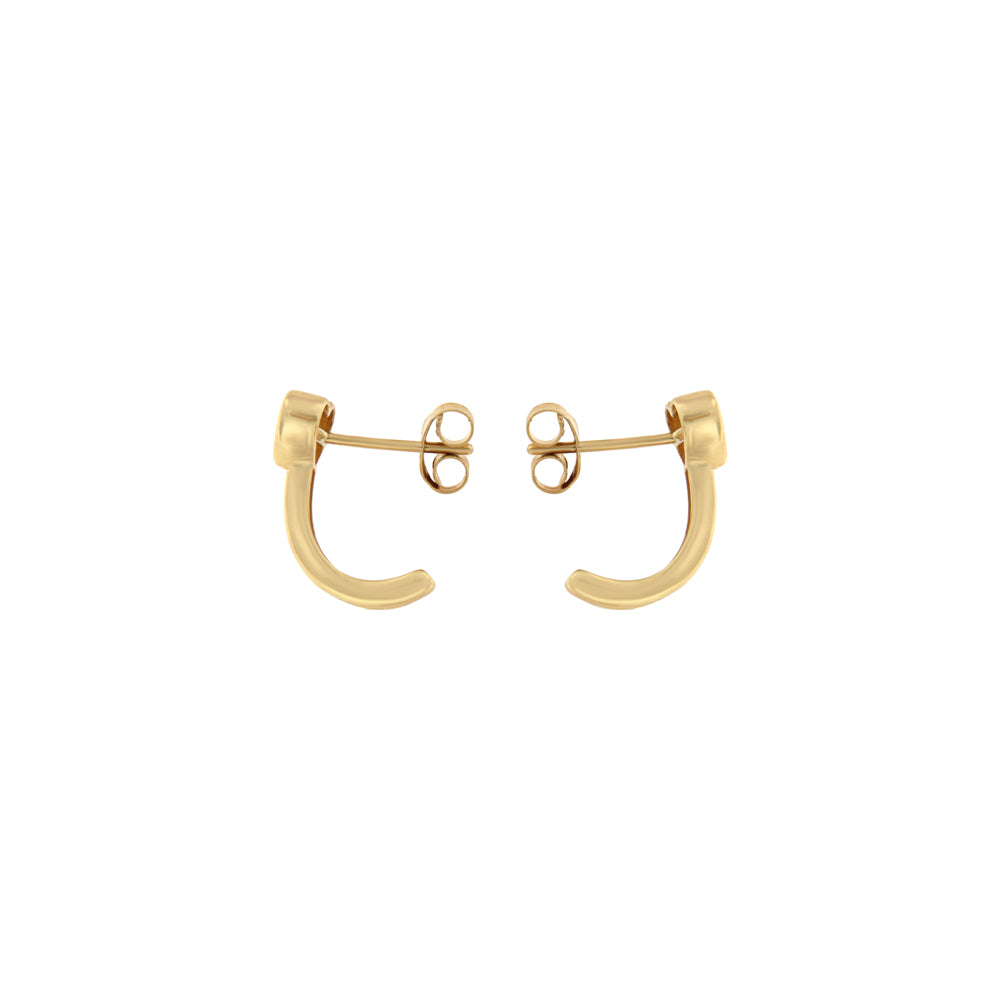 18ct gold Half heart and stone earrings