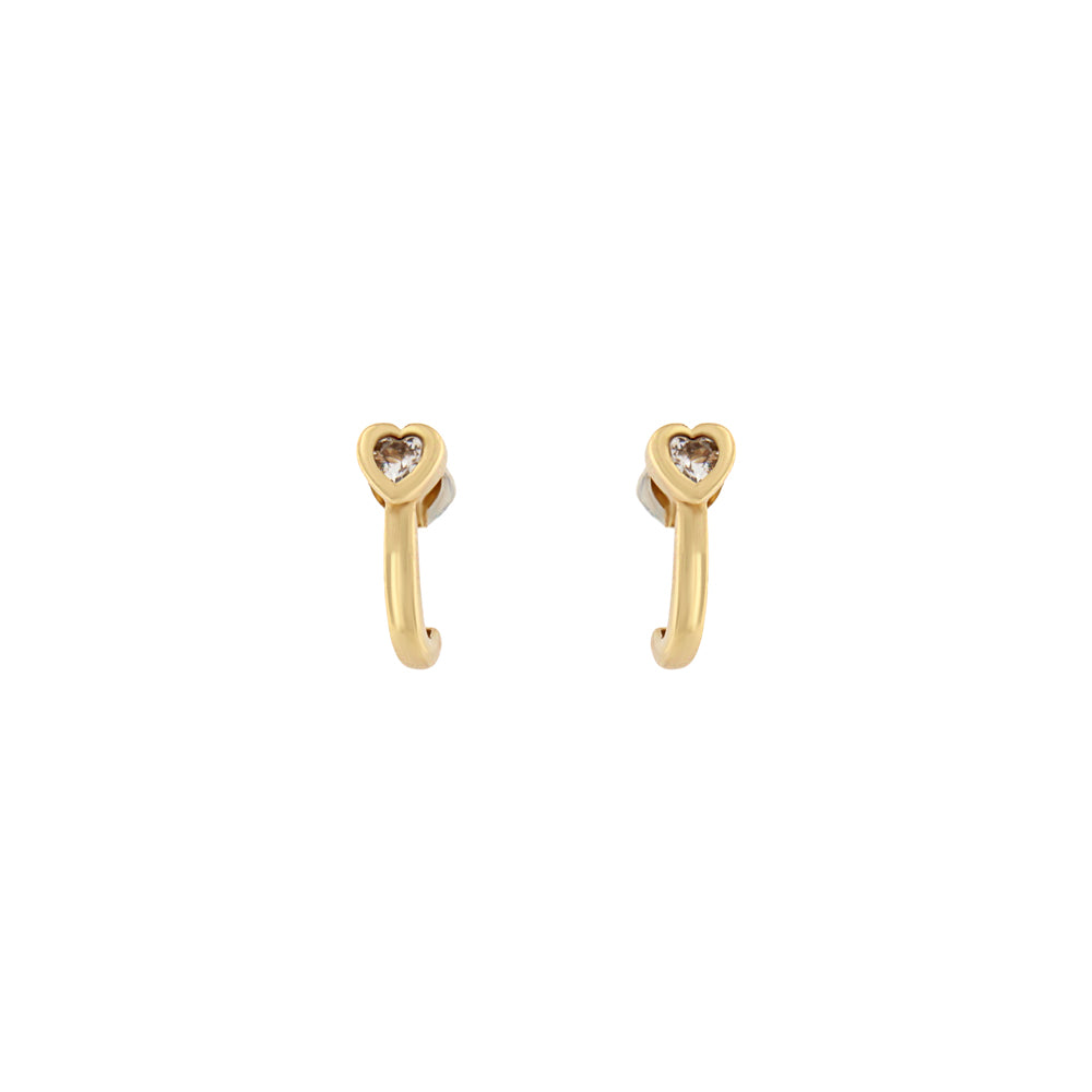 18ct gold Half heart and stone earrings