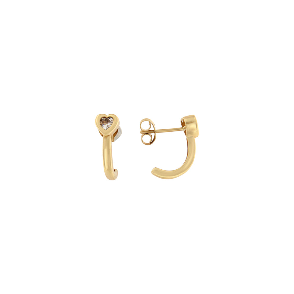 18ct gold Half heart and stone earrings