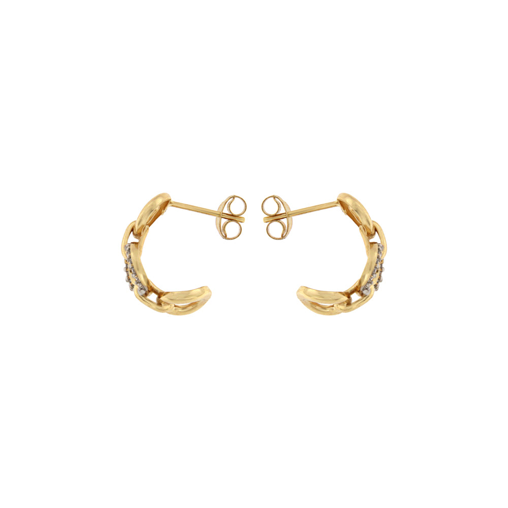 18ct gold Half hoop earrings with triple circle and stones