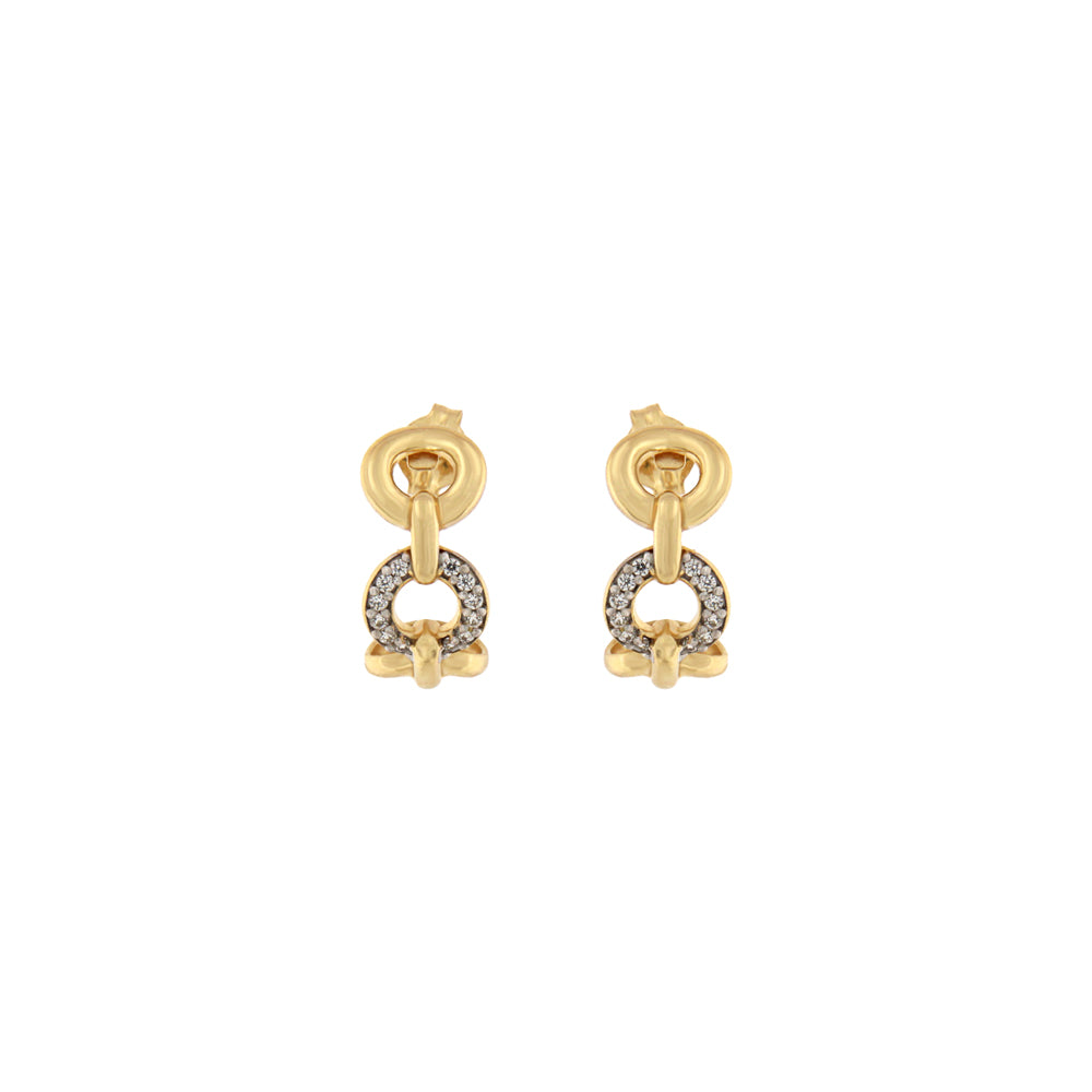 18ct gold Half hoop earrings with triple circle and stones