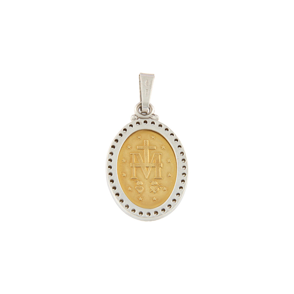 18ct gold Bicolor "The Miraculous" medal pendant with stones
