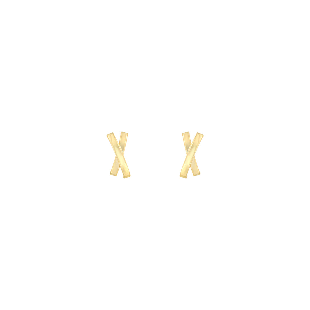 18ct gold X stud earrings