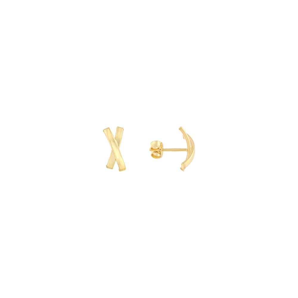 18ct gold X stud earrings