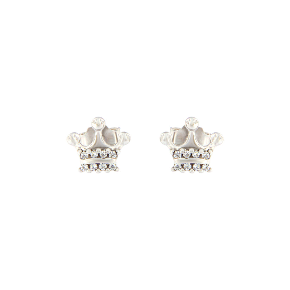 18ct gold White crown stud earrings