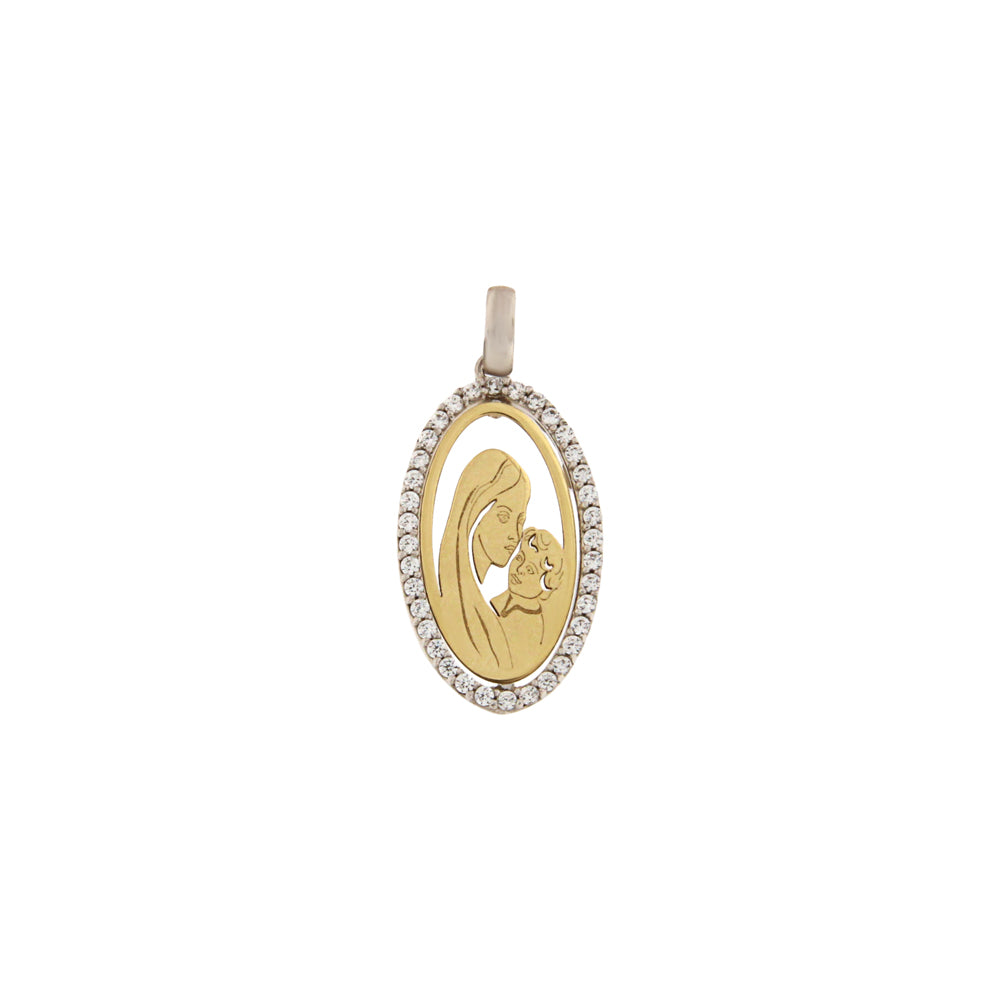 18ct gold Bicolor "The Miraculous" medal pendant with stones