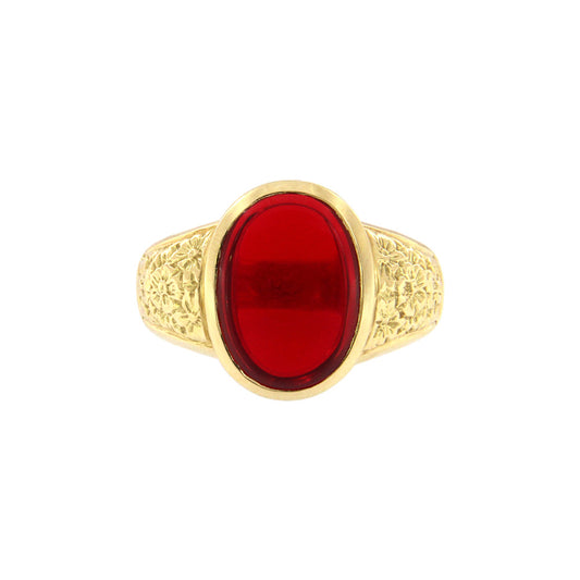 18ct gold Oval red stone ring