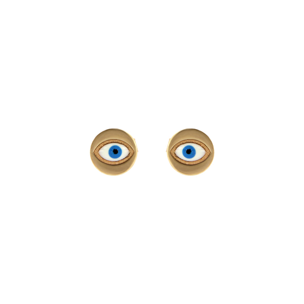 18ct gold Greek eye stud earrings