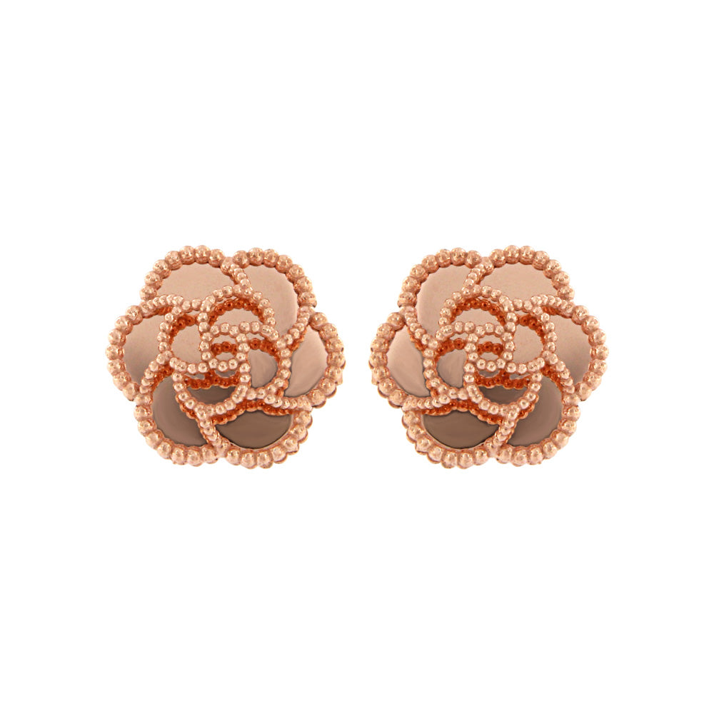 18ct gold Rose gold flower stud earrings