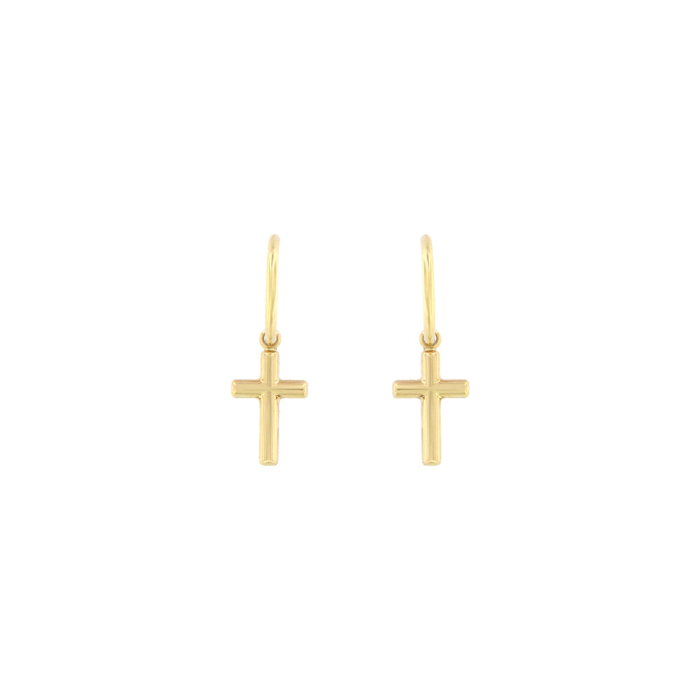 18ct gold Hoop earrings with cross charm