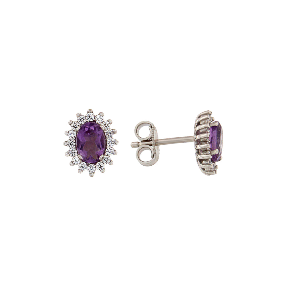 18ct gold Purple stone earrings