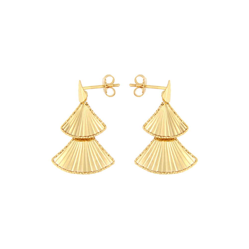 18ct gold Triple fan earrings