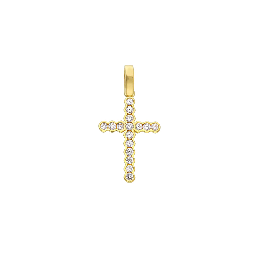 18ct gold Cross pendant and white stones