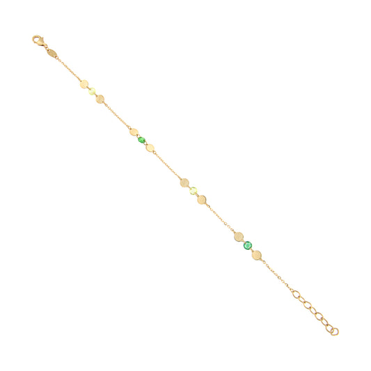 18ct gold Green stone bracelet